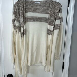 New York & Company Cream and Brown Cardigan